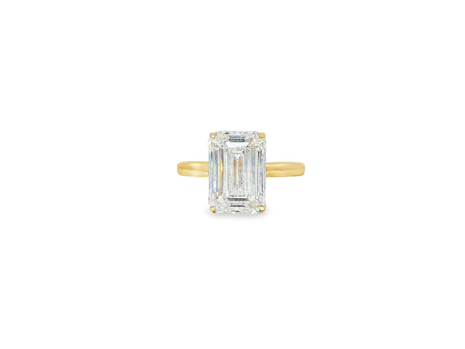 14k Gold Diamond Solitaire Ring with Emerald - Cut Center 5.08ct - AVI THE JEWELER