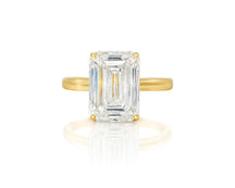 14k Gold Diamond Solitaire Ring with Emerald-Cut Center 5.08ct