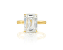 14k Gold Diamond Solitaire Ring with Emerald-Cut Center 5.08ct