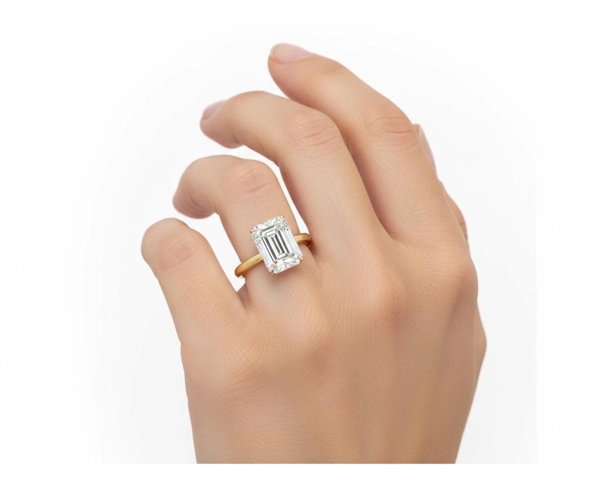 14k Gold Diamond Solitaire Ring with Emerald-Cut Center 5.08ct – view 2