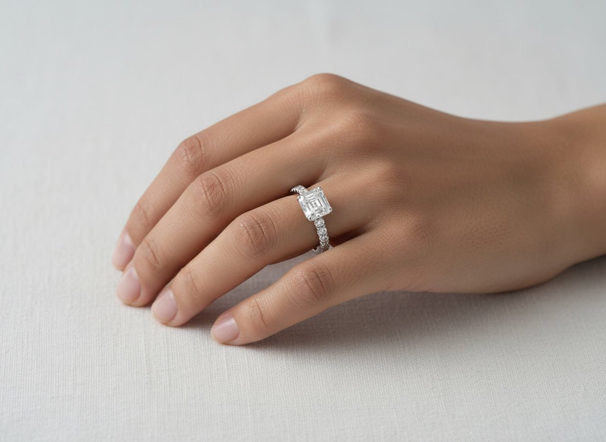 14k Gold Diamond Solitaire Ring with Emerald - Cut Center Stone 2.13ct - AVI THE JEWELER