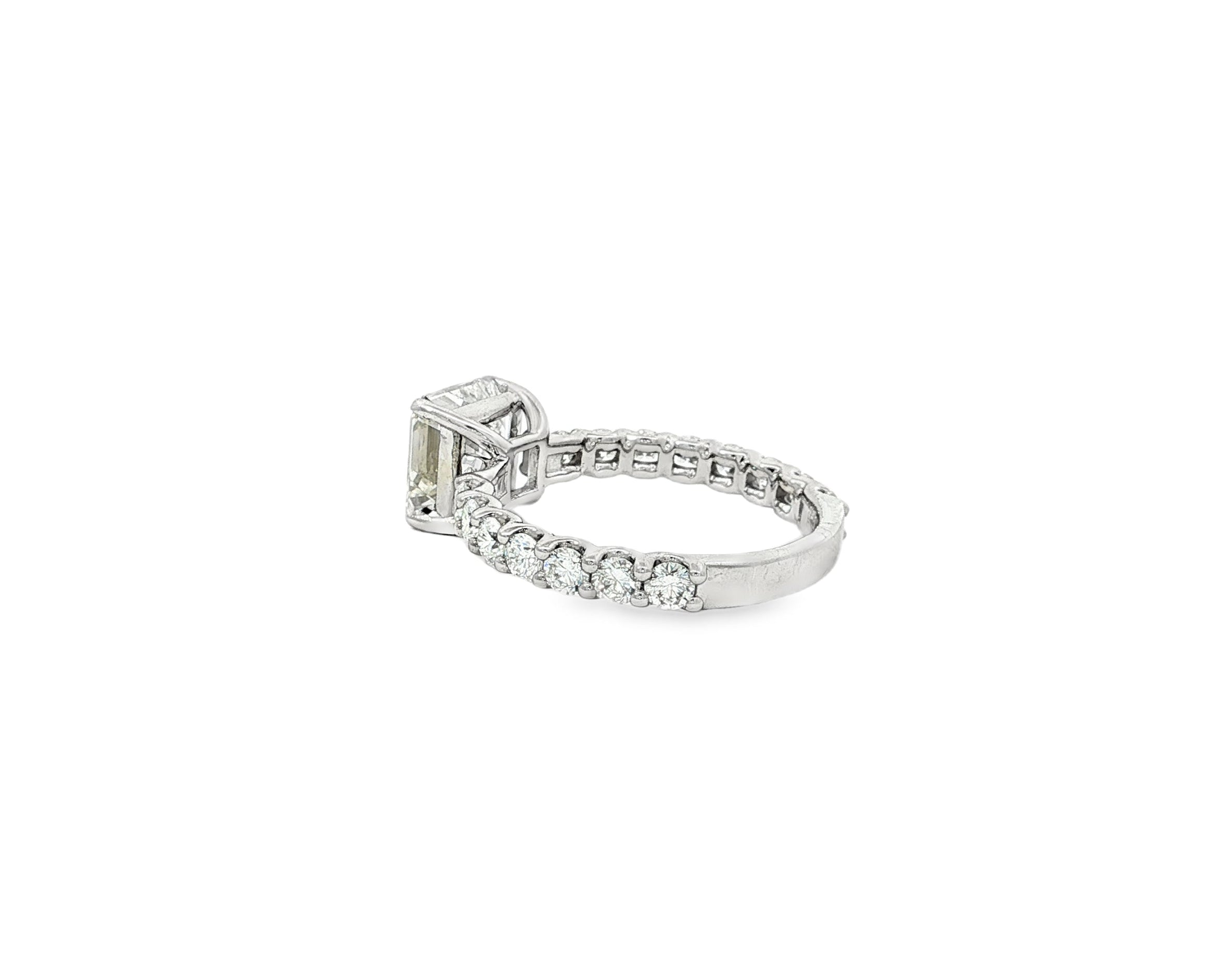 14k Gold Diamond Solitaire Ring with Emerald - Cut Center Stone 2.13ct - AVI THE JEWELER