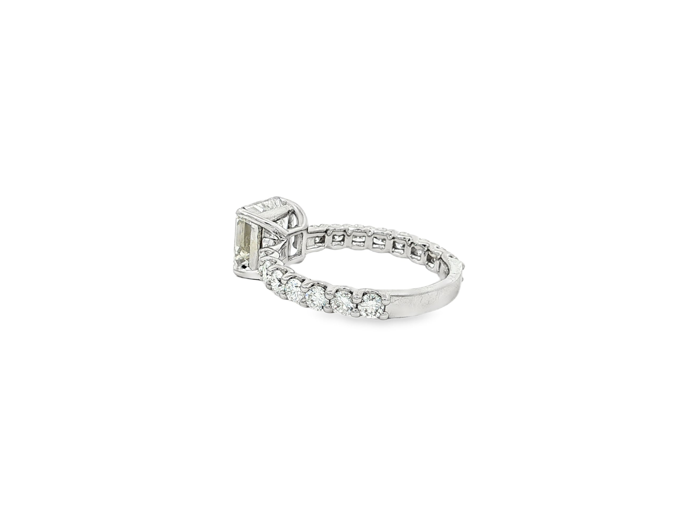 14k Gold Diamond Solitaire Ring with Emerald - Cut Center Stone 2.13ct - AVI THE JEWELER