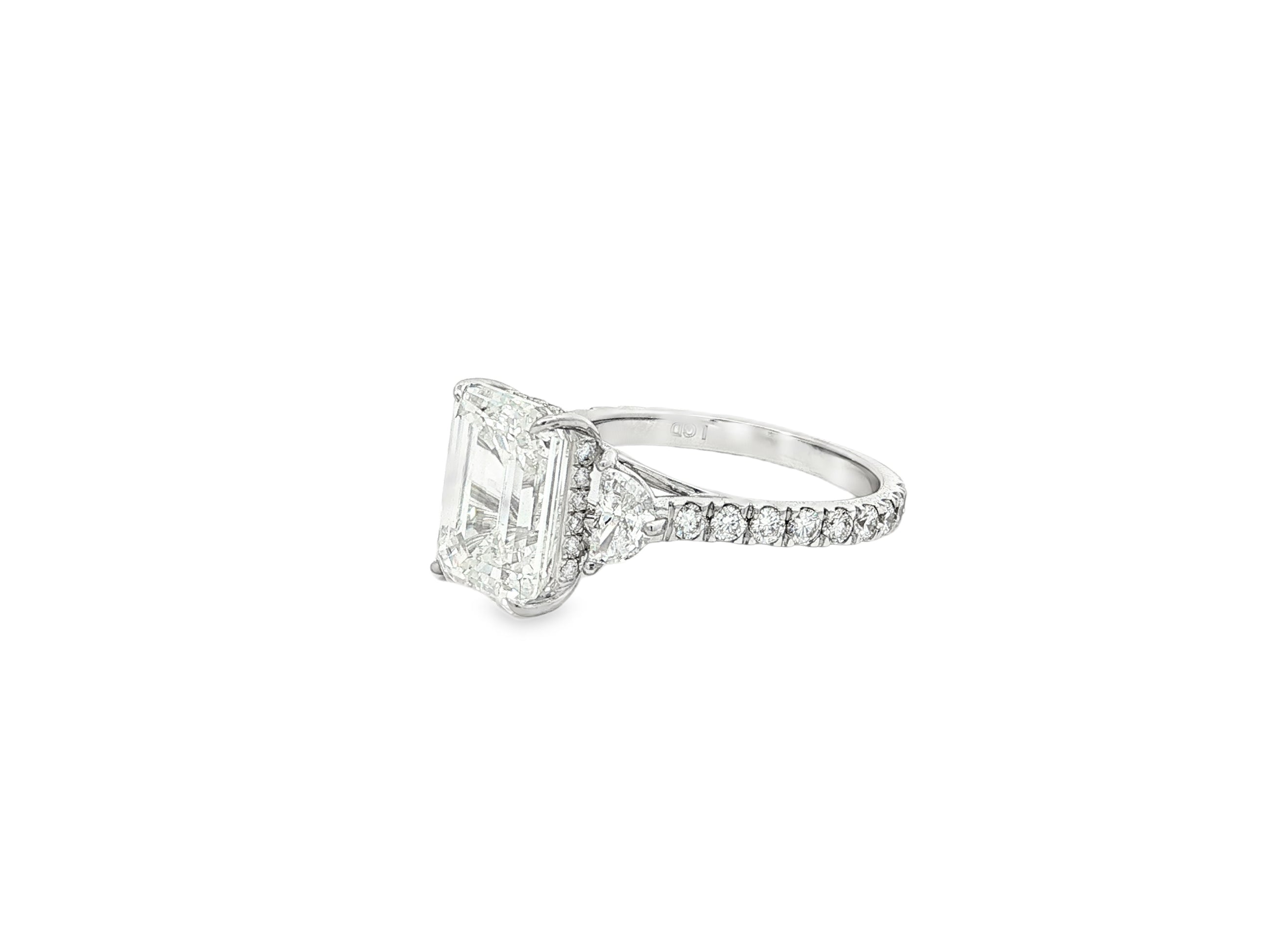 14k Gold Diamond Solitaire Ring with Emerald - Cut Center Stone 5.12ct - AVI THE JEWELER