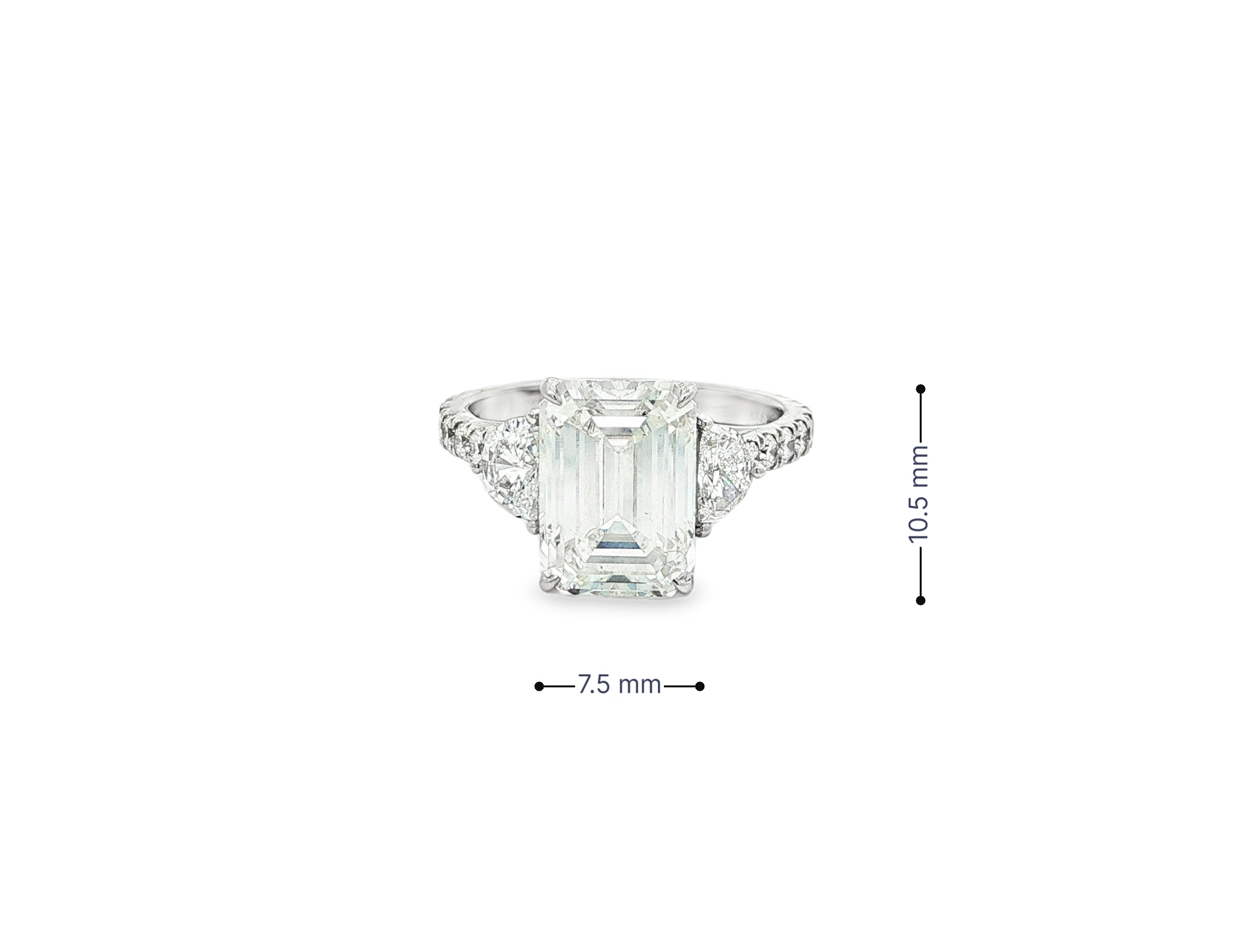 14k Gold Diamond Solitaire Ring with Emerald - Cut Center Stone 5.12ct - AVI THE JEWELER