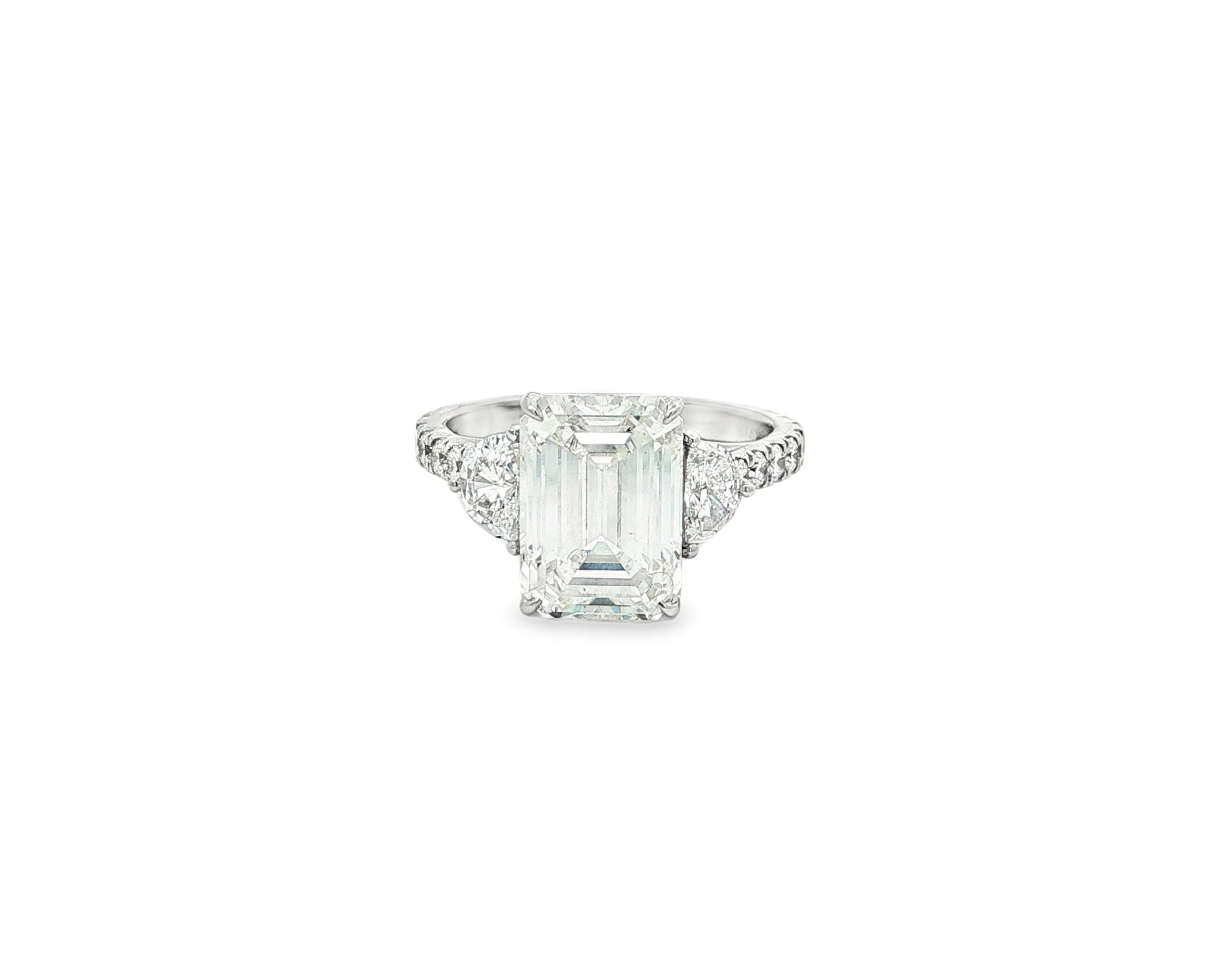 14k Gold Diamond Solitaire Ring with Emerald - Cut Center Stone 5.12ct - AVI THE JEWELER