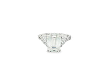 14k Gold Diamond Solitaire Ring with Emerald-Cut Center Stone 5.12ct