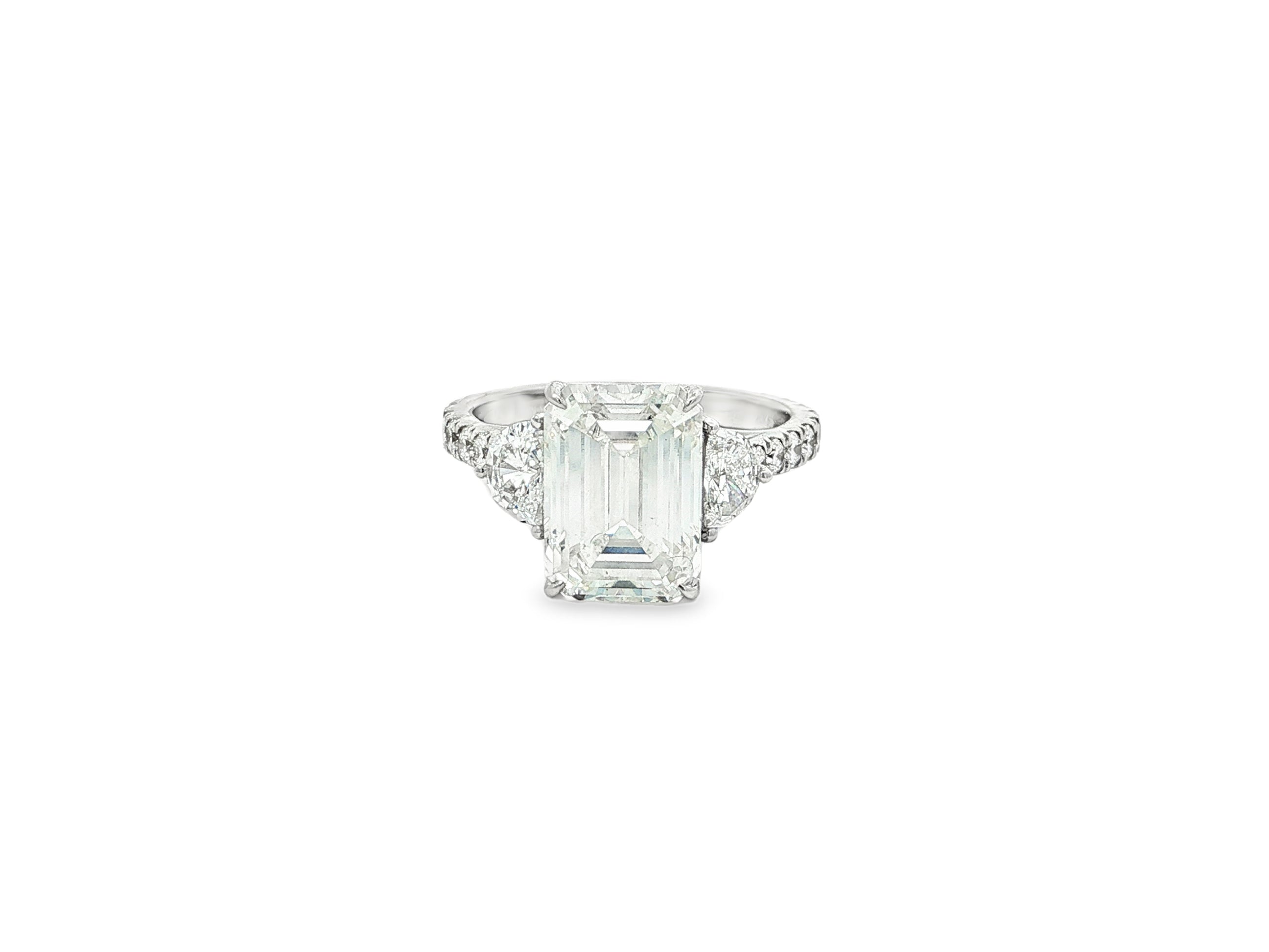 14k Gold Diamond Solitaire Ring with Emerald - Cut Center Stone 5.12ct - AVI THE JEWELER