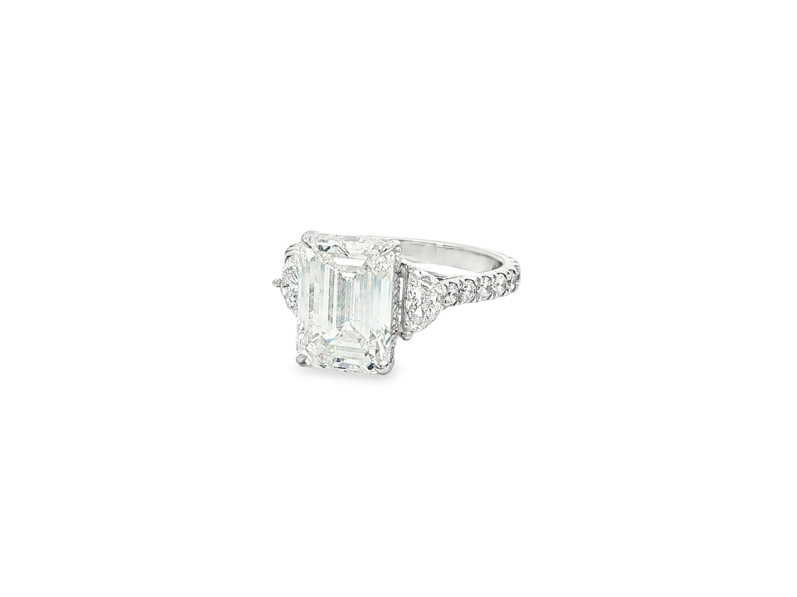 14k Gold Diamond Solitaire Ring with Emerald - Cut Center Stone 5.12ct - AVI THE JEWELER