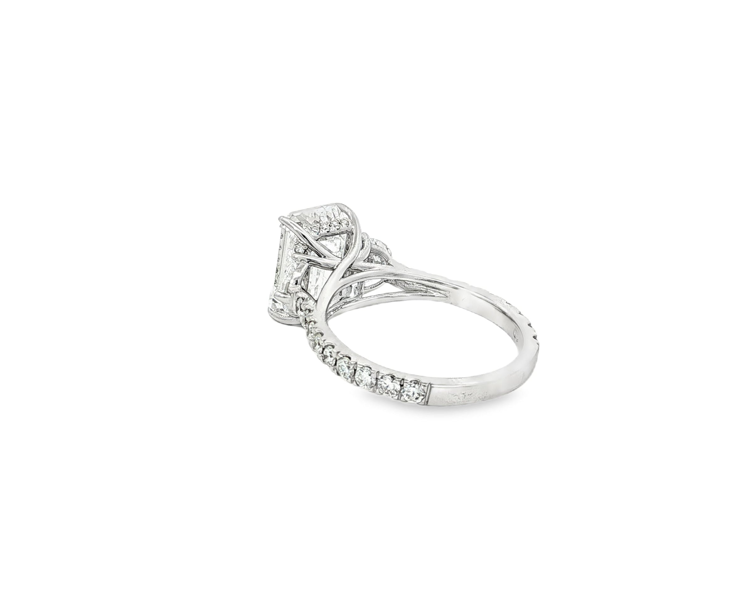 14k Gold Diamond Solitaire Ring with Emerald - Cut Center Stone 5.12ct - AVI THE JEWELER