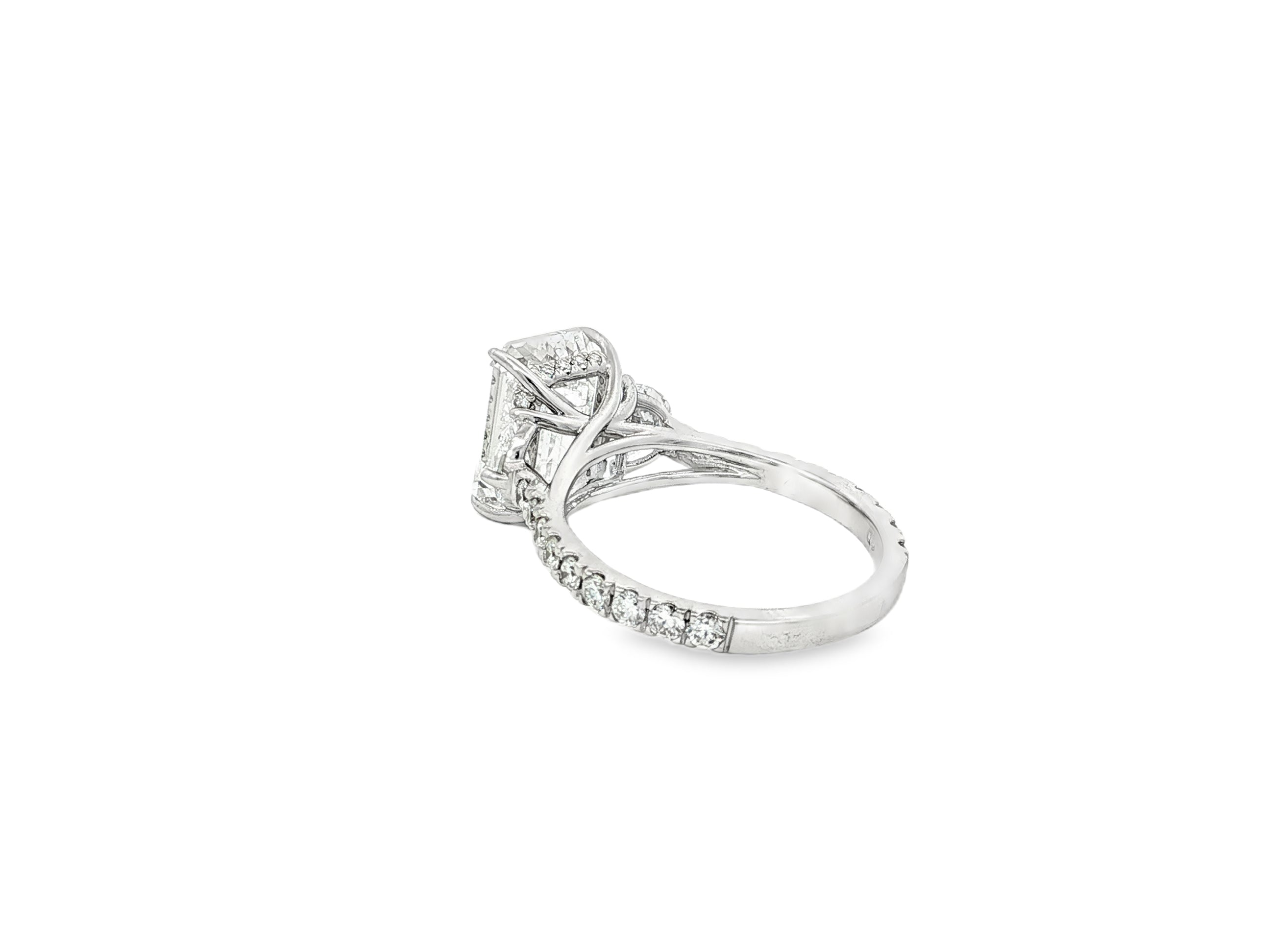 14k Gold Diamond Solitaire Ring with Emerald - Cut Center Stone 5.12ct - AVI THE JEWELER