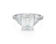14k Gold Diamond Solitaire Ring with Emerald-Cut Center Stone 5.12ct