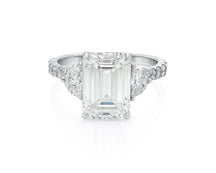 14k Gold Diamond Solitaire Ring with Emerald-Cut Center Stone 5.12ct