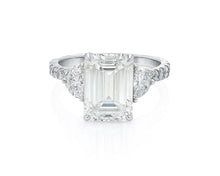 14k Gold Diamond Solitaire Ring with Emerald-Cut Center Stone 5.12ct