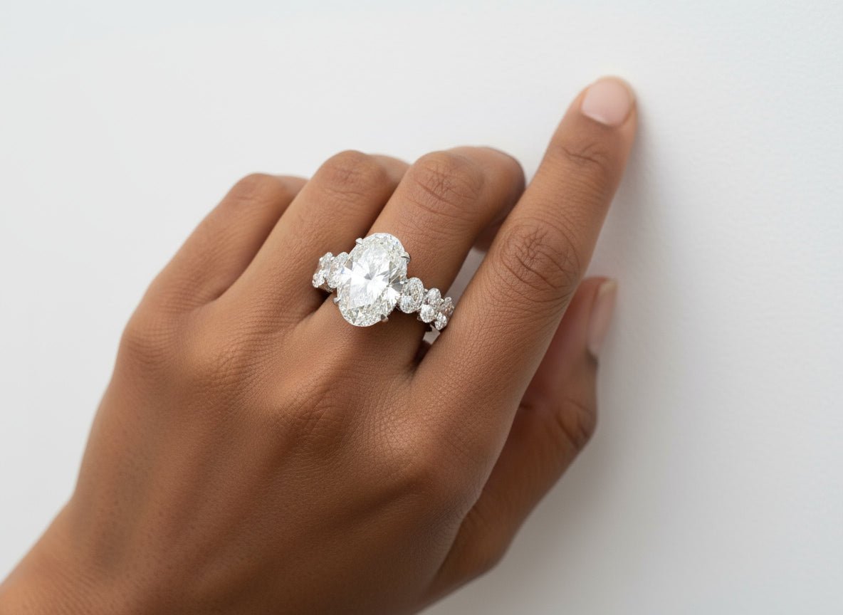 14k Gold Diamond Solitaire Ring with Oval - Cut Center Stone 12.24ct - AVI THE JEWELER