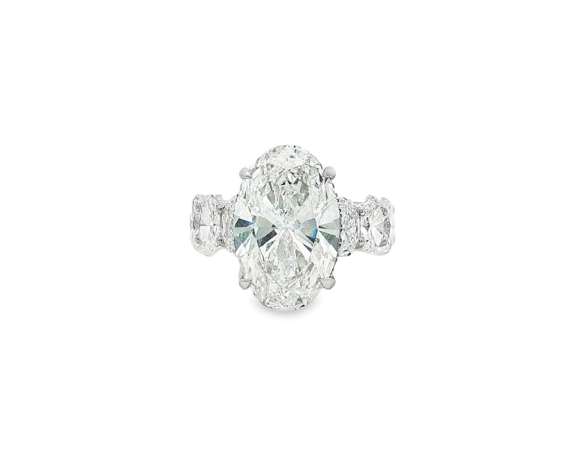 14k Gold Diamond Solitaire Ring with Oval - Cut Center Stone 12.24ct - AVI THE JEWELER