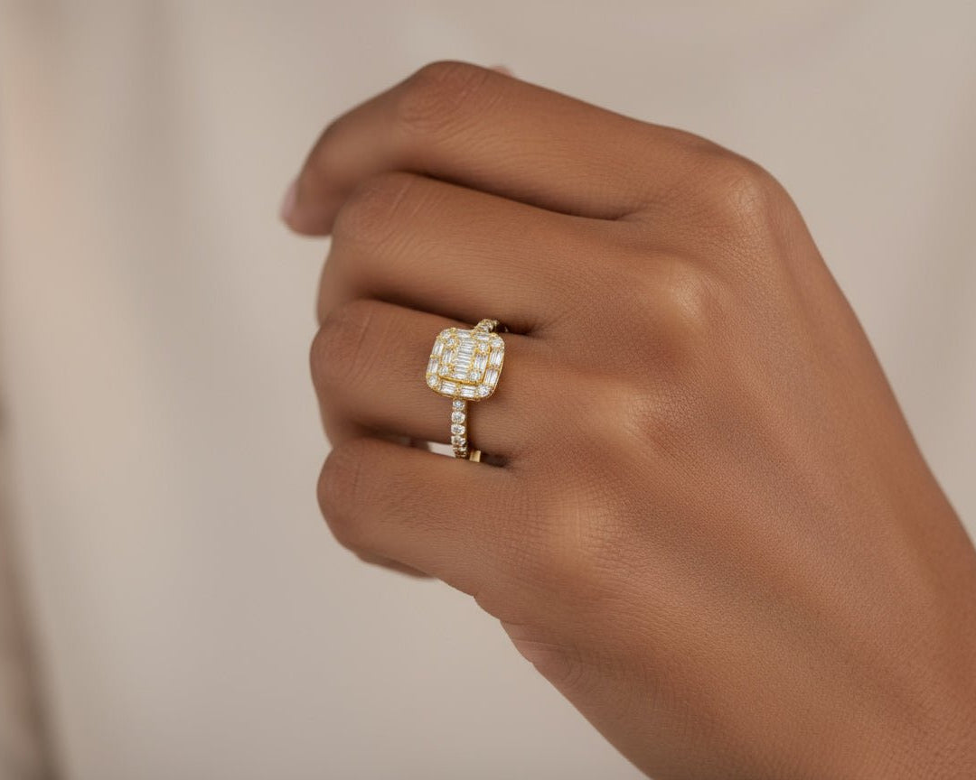 14k Gold Diamond Solitaire Ring with Round - Cut Center 3.09ct - AVI THE JEWELER