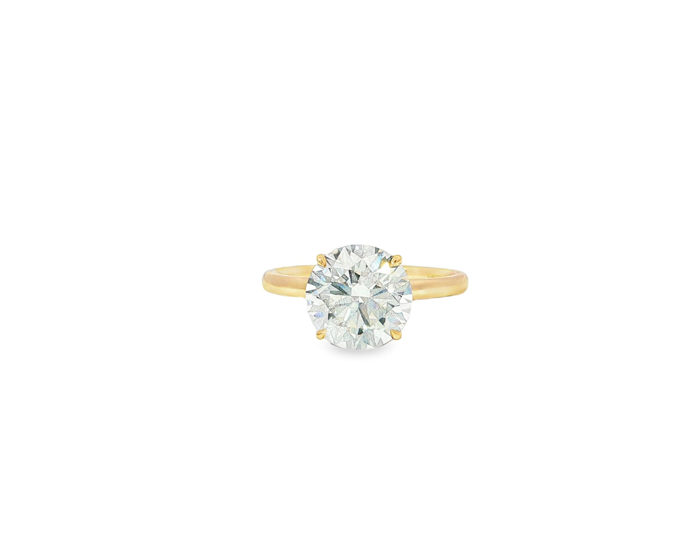 14k Gold Diamond Solitaire Ring with Round - Cut Center 3.09ct - AVI THE JEWELER