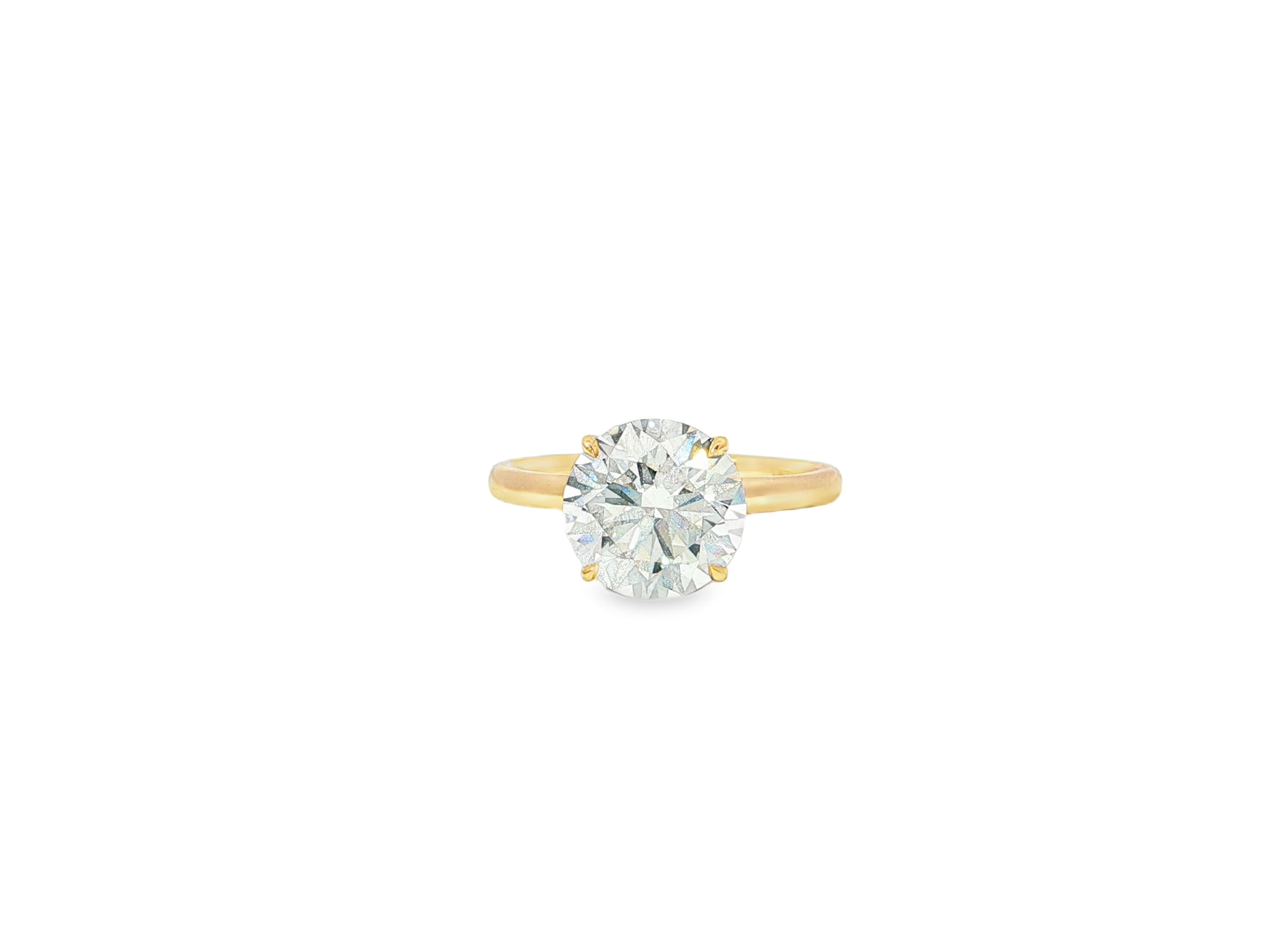 14k Gold Diamond Solitaire Ring with Round - Cut Center 3.09ct - AVI THE JEWELER