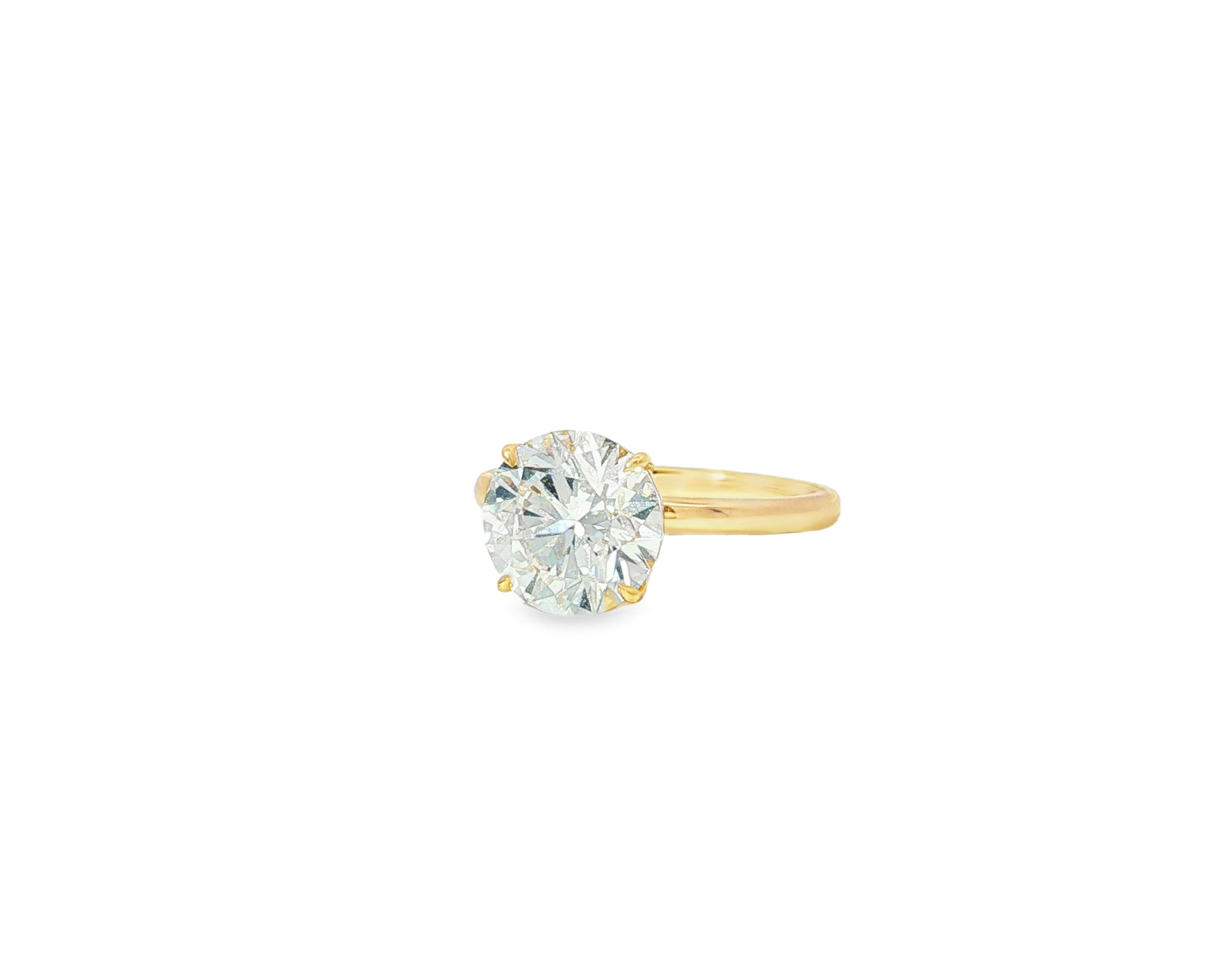 14k Gold Diamond Solitaire Ring with Round - Cut Center 3.09ct - AVI THE JEWELER