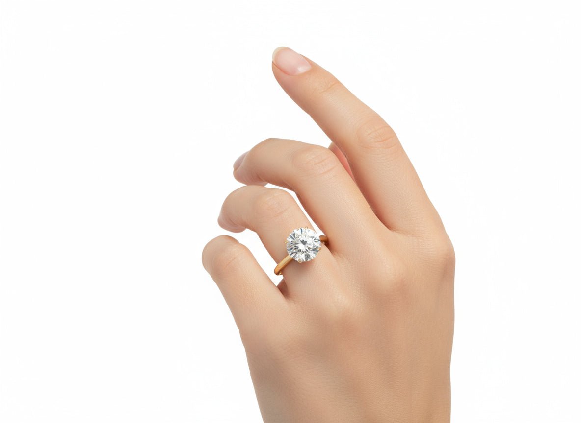 14k Gold Diamond Solitaire Ring with Round - Cut Center 3.09ct - AVI THE JEWELER