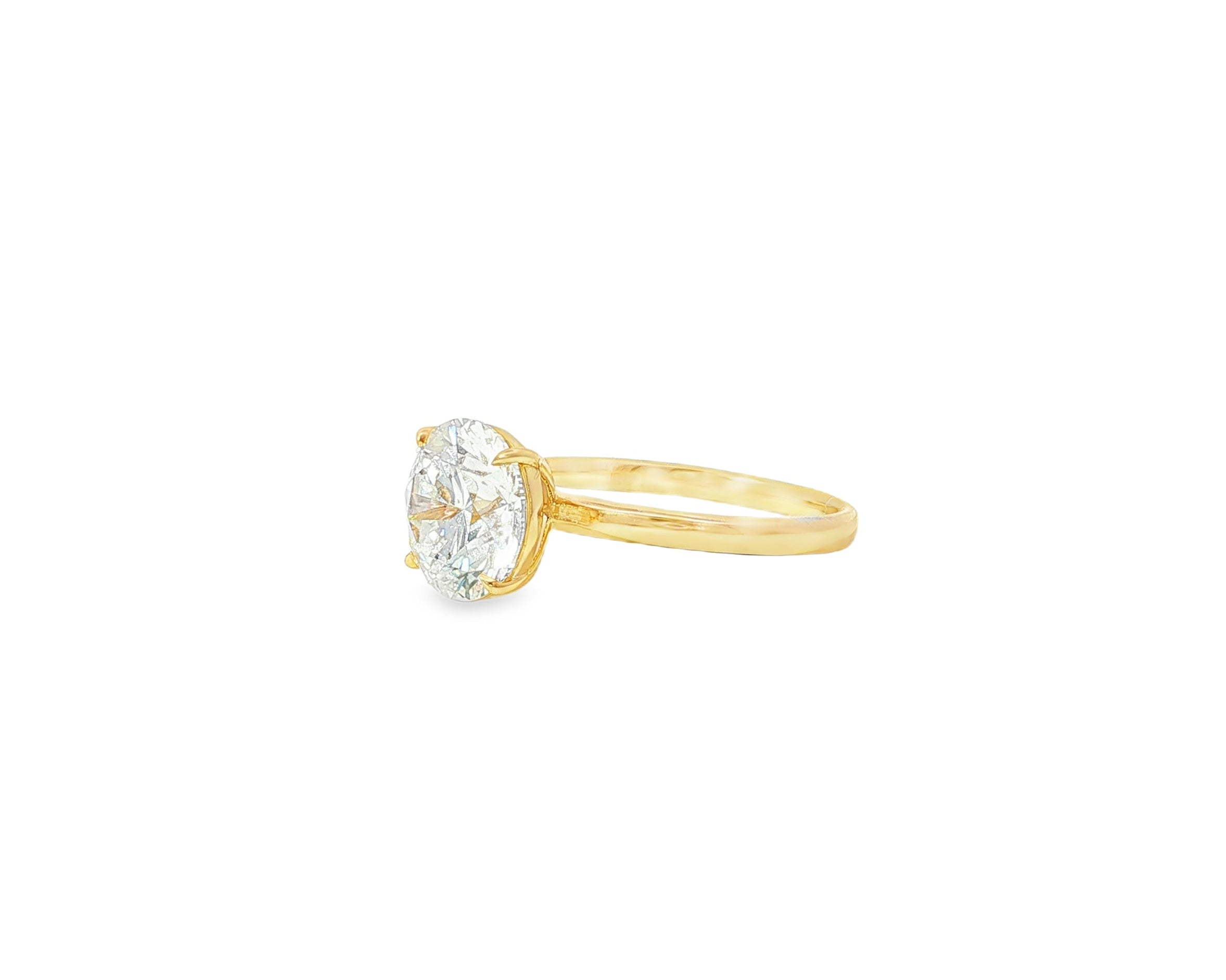 14k Gold Diamond Solitaire Ring with Round - Cut Center 3.09ct - AVI THE JEWELER