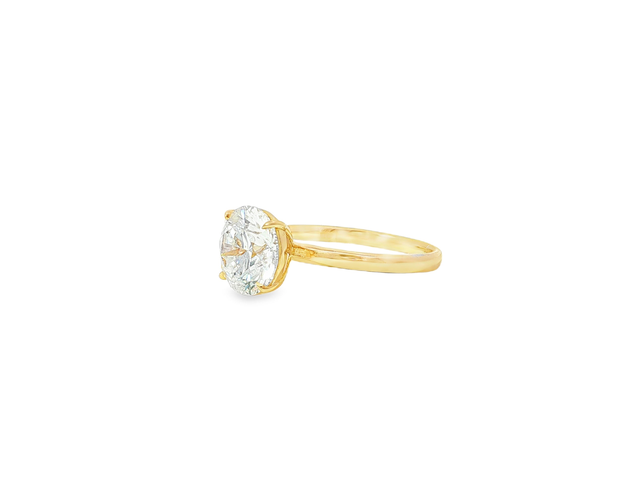14k Gold Diamond Solitaire Ring with Round - Cut Center 3.09ct - AVI THE JEWELER