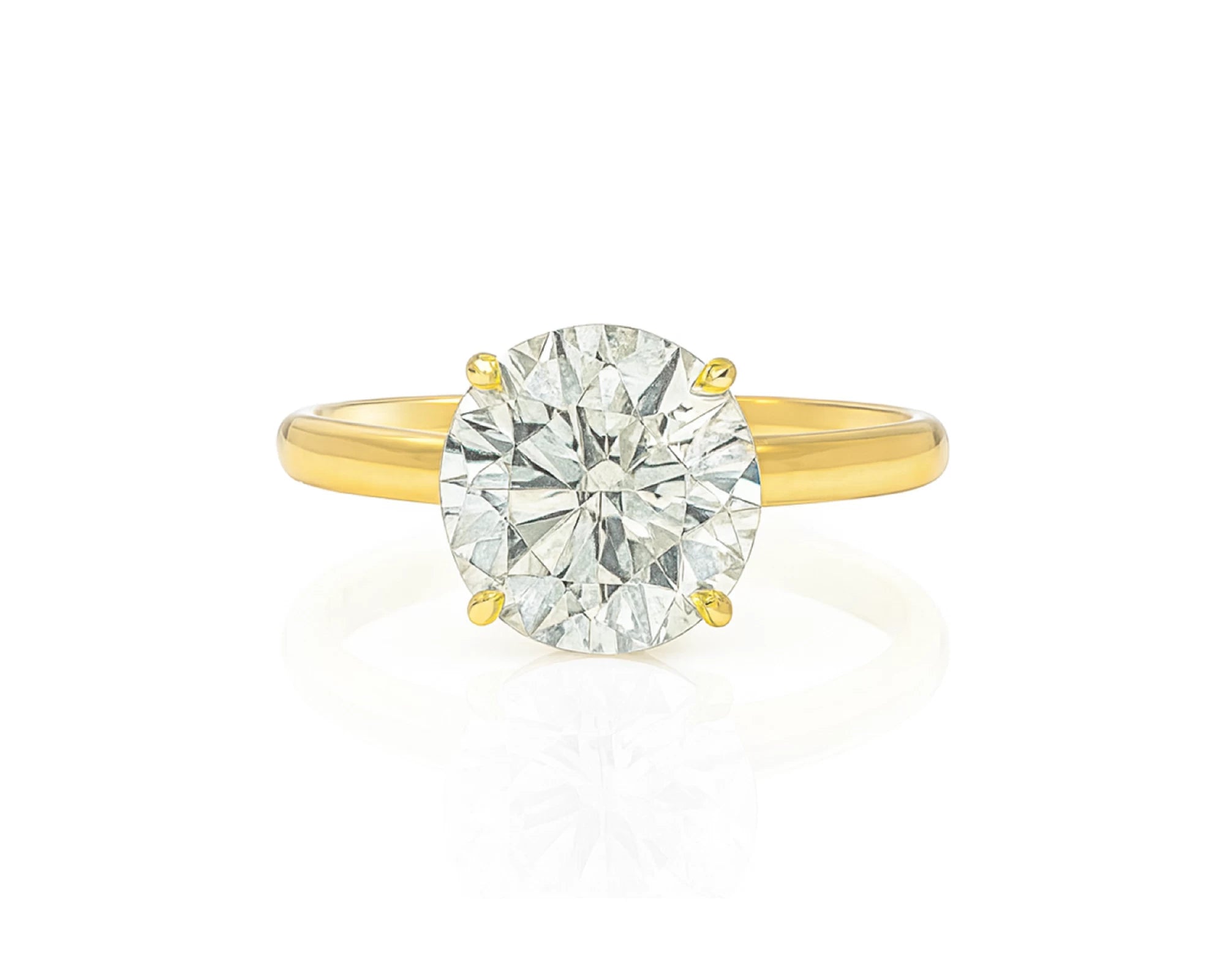 14k Gold Diamond Solitaire Ring with Round-Cut Center 3.09ct – lifestyle 2718