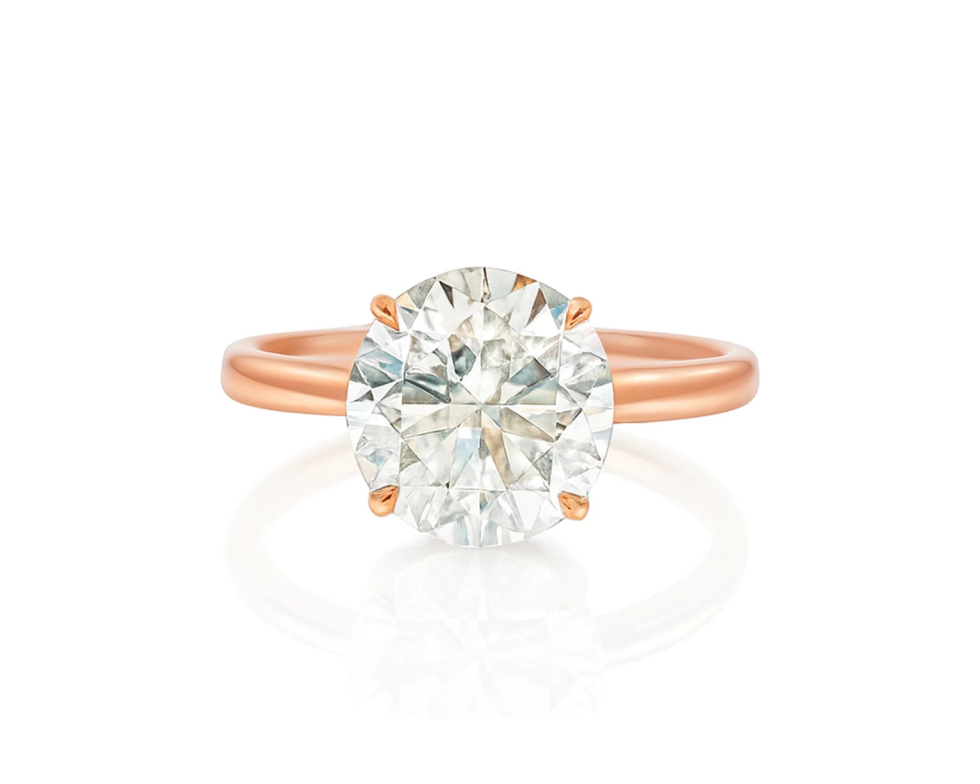 14k Gold Diamond Solitaire Ring with Round-Cut Center 3.09ct – lifestyle 2722