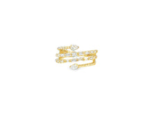 14k Gold Diamond Spiral Ring with Pear-Shape & Baguette 0.85ct