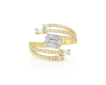 14k Gold Diamond Split-Shank Ring with Emerald-Cut & Baguette 0.80ct