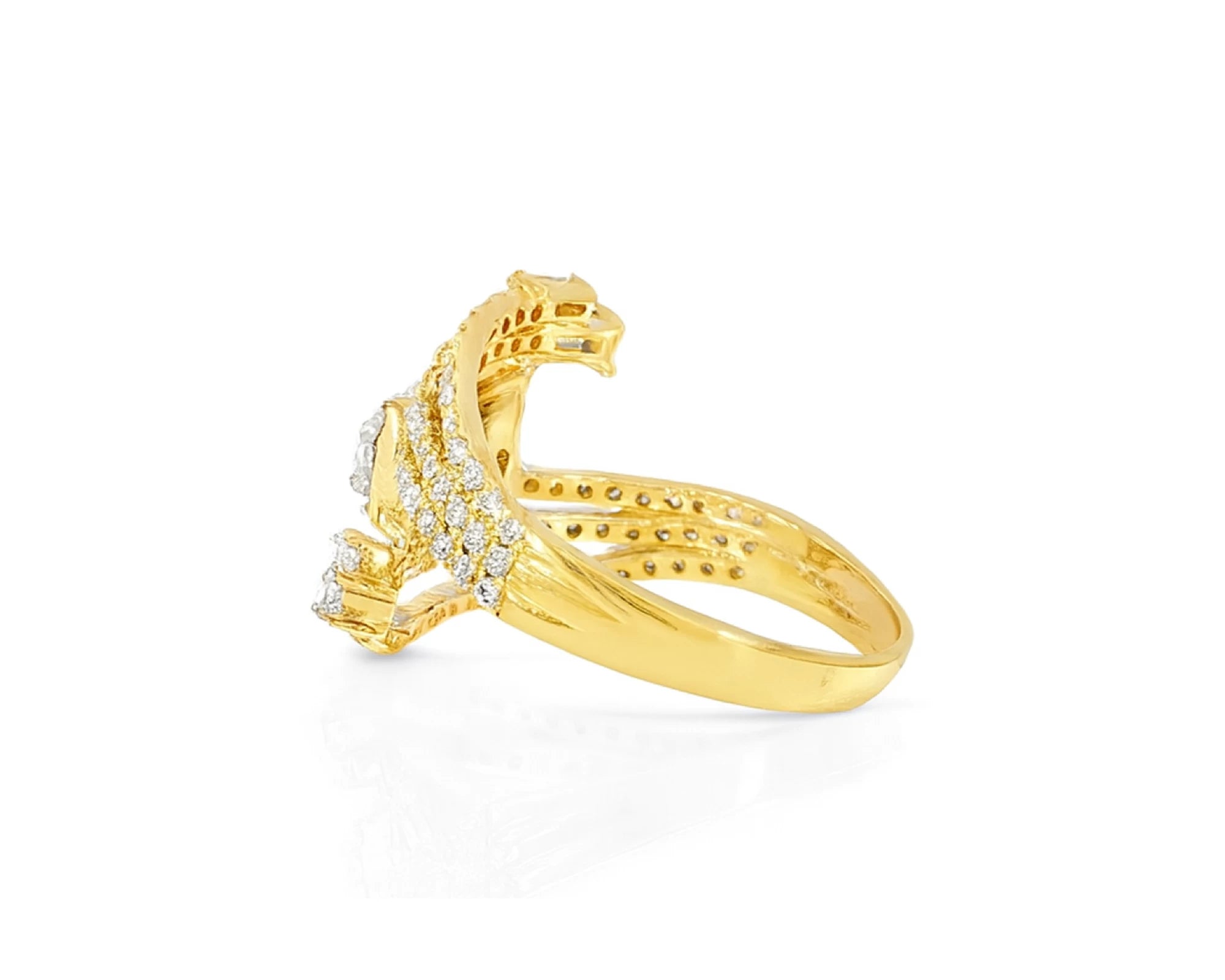 14k Gold Diamond Split-Shank Ring with Emerald-Cut & Baguette 0.80ct – lifestyle 1016