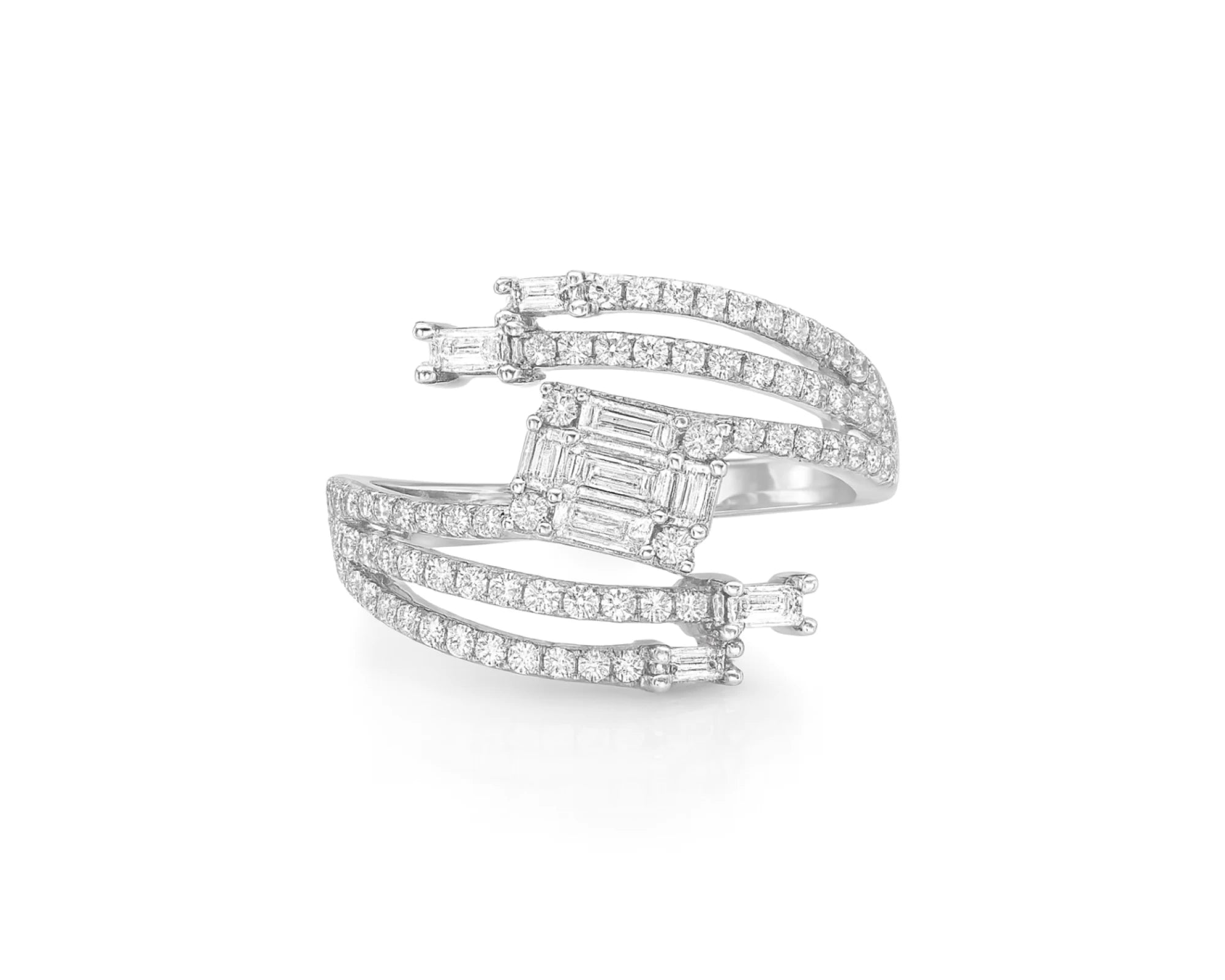 14k Gold Diamond Split-Shank Ring with Emerald-Cut & Baguette 0.80ct – lifestyle 1020