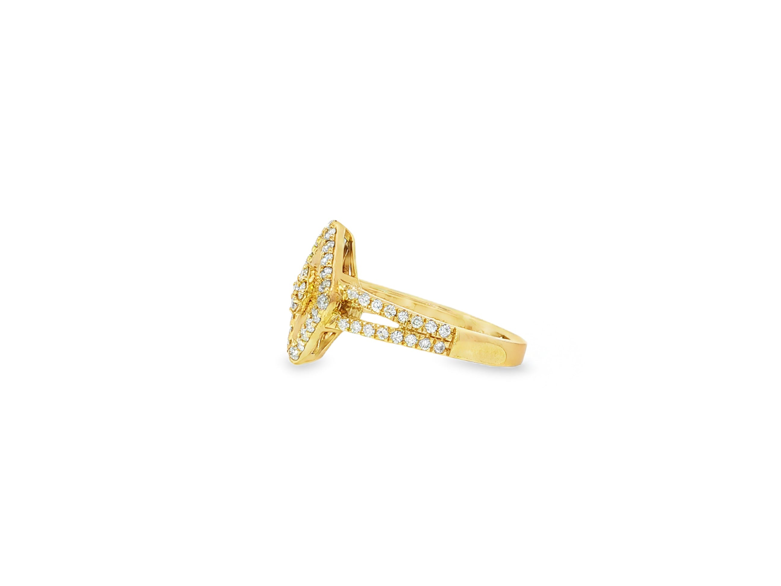 14k Gold Diamond Square Halo Ring with Radiant Sunburst 0.60ct - AVI THE JEWELER