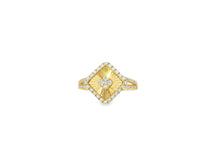14k Gold Diamond Square Halo Ring with Radiant Sunburst 0.60ct