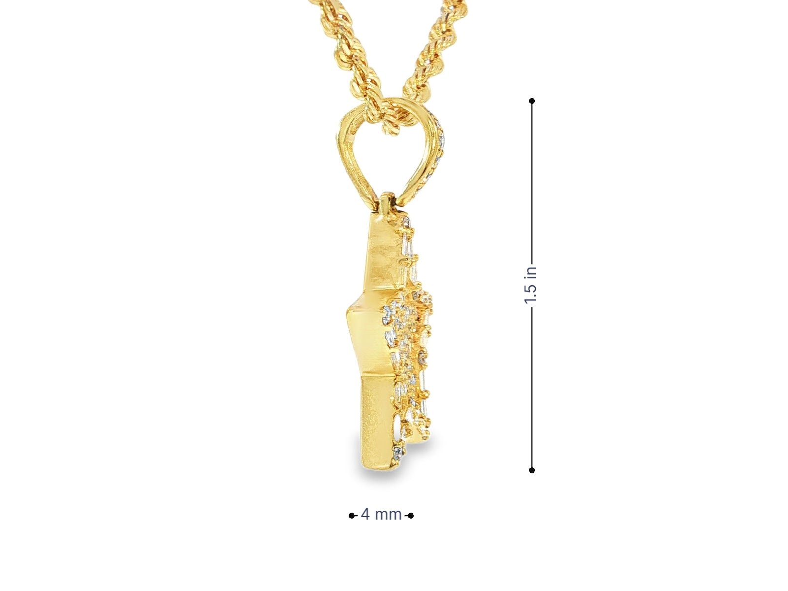14k Gold Diamond Star Pendant with Round & Baguette Accents 1.75ct - AVI THE JEWELER