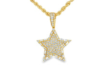 14k Gold Diamond Star Pendant with Round & Baguette Accents 1.75ct