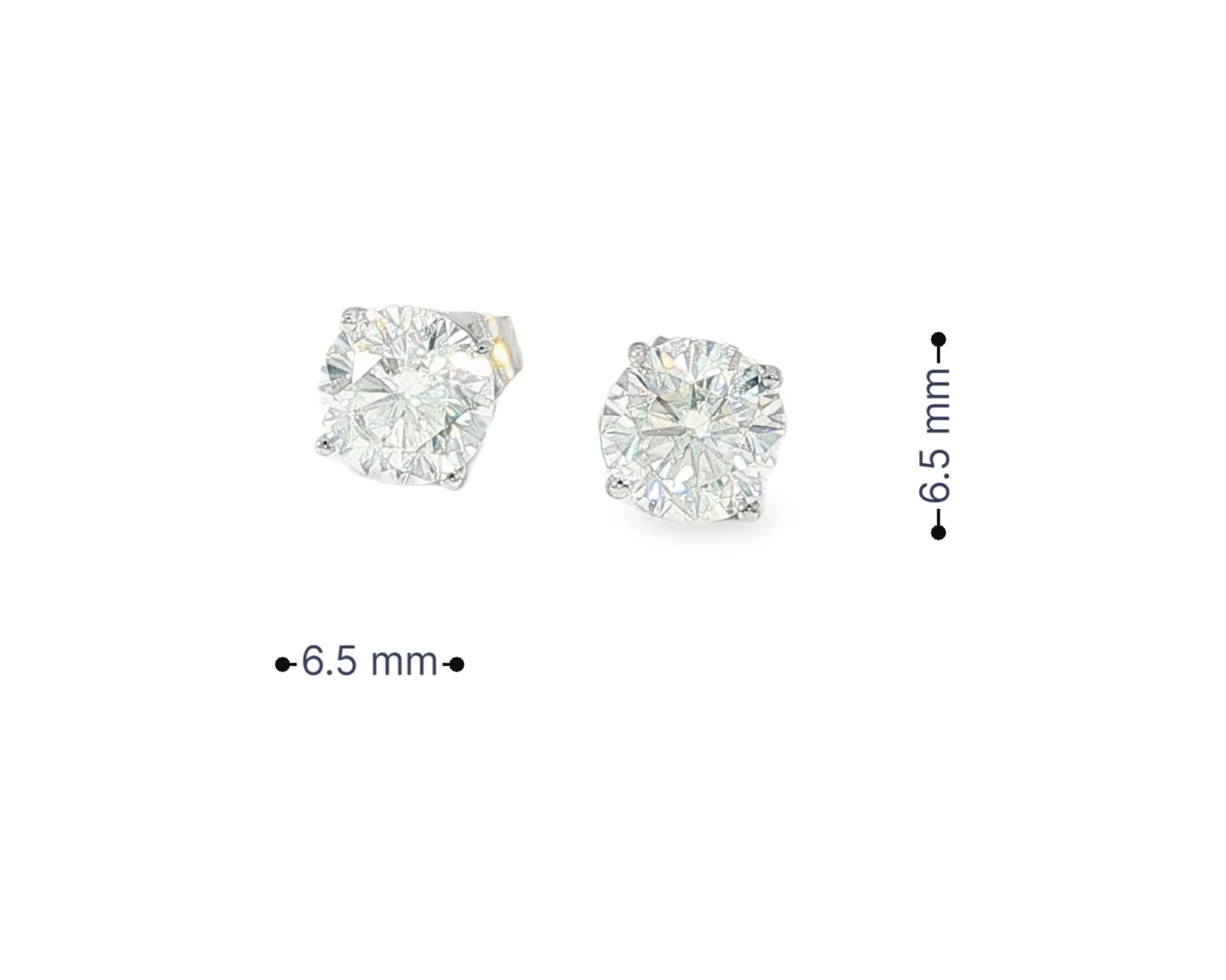 14k Gold Diamond Stud Earrings with Classic 4-Prong Design 2.07ct – view 6