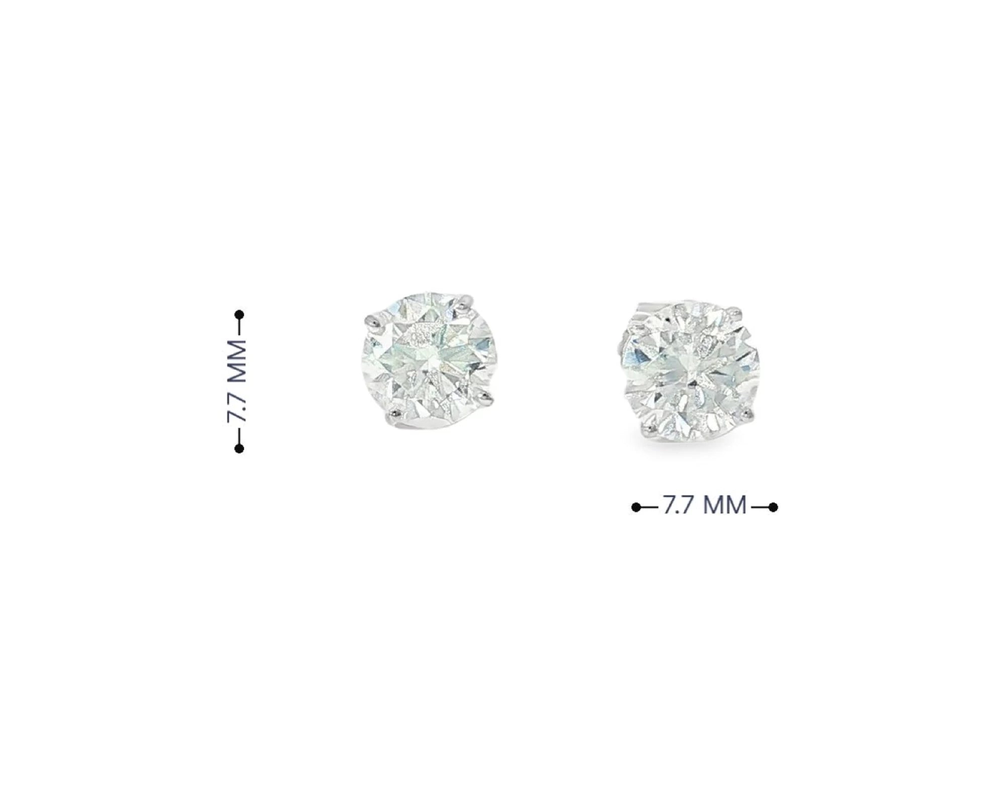 14k Gold Diamond Stud Earrings with Classic 4-Prong Design 3.09ct – view 5