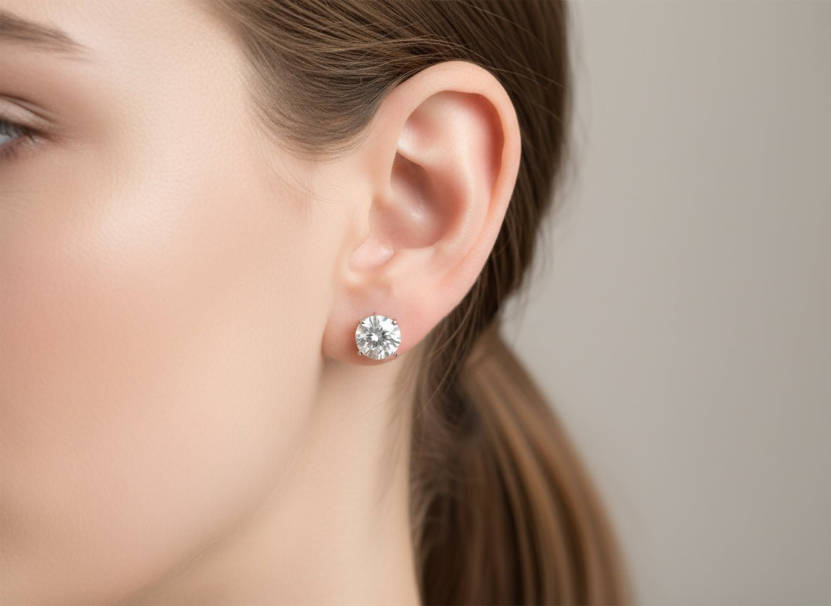 14k Gold Diamond Stud Earrings with Classic 4 - Prong Design 4.32ct - AVI THE JEWELER