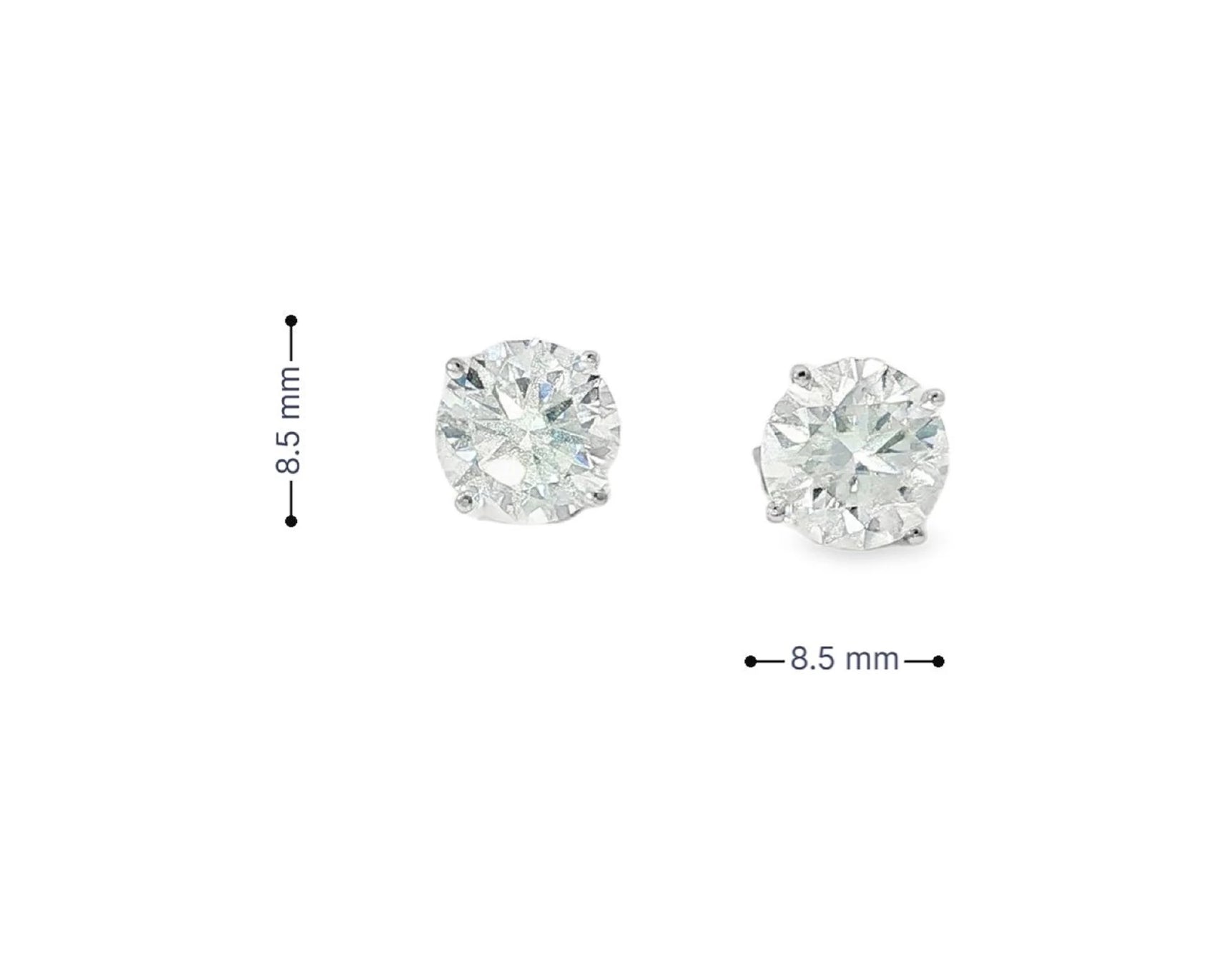 14k Gold Diamond Stud Earrings with Classic 4-Prong Design 4.32ct – view 5