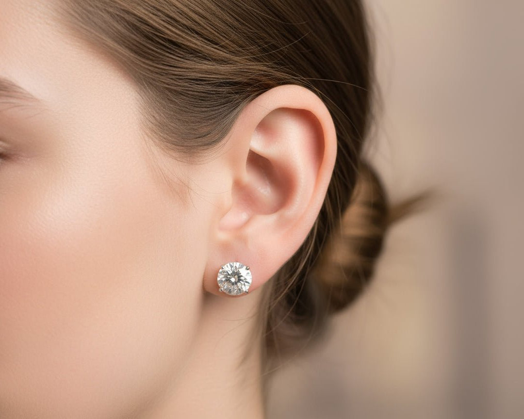 14k Gold Diamond Stud Earrings with Classic 4 - Prong Design 5.17ct - AVI THE JEWELER