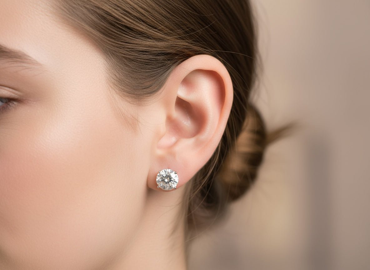 14k Gold Diamond Stud Earrings with Classic 4 - Prong Design 5.17ct - AVI THE JEWELER