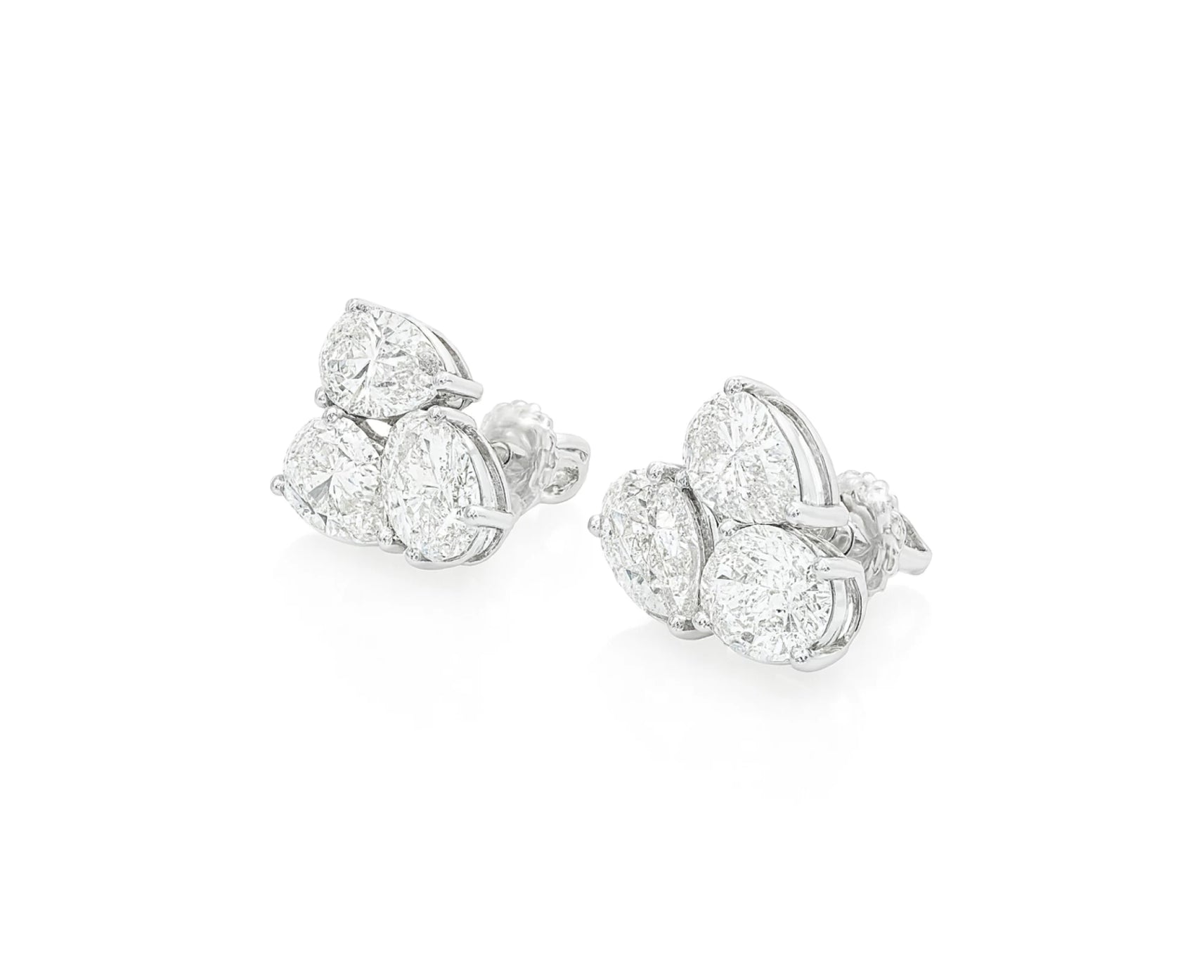 14k Gold Diamond Stud Earrings with Pear & Round-Cut Cluster Design 2.55ct – lifestyle 3301