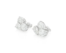 14k Gold Diamond Stud Earrings with Pear & Round-Cut Cluster Design 2.55ct