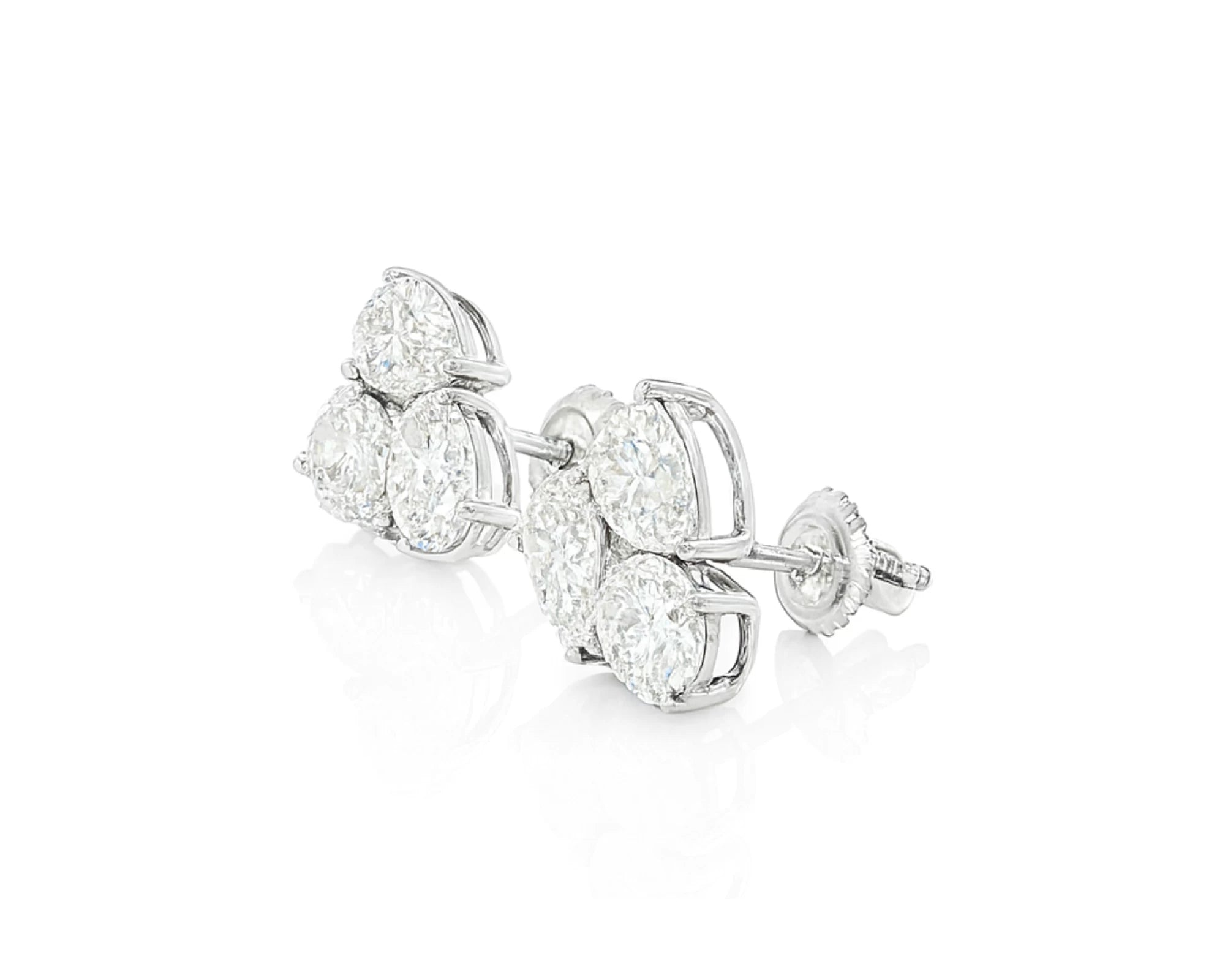14k Gold Diamond Stud Earrings with Pear & Round-Cut Cluster Design 2.55ct – lifestyle 3303
