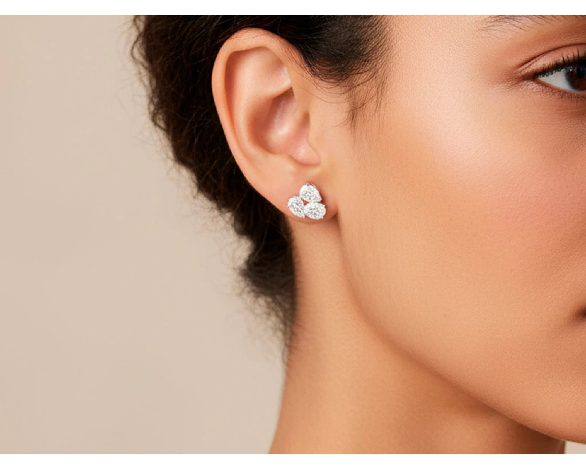 14k Gold Diamond Stud Earrings with Pear & Round-Cut Cluster Design 2.55ct – view 2