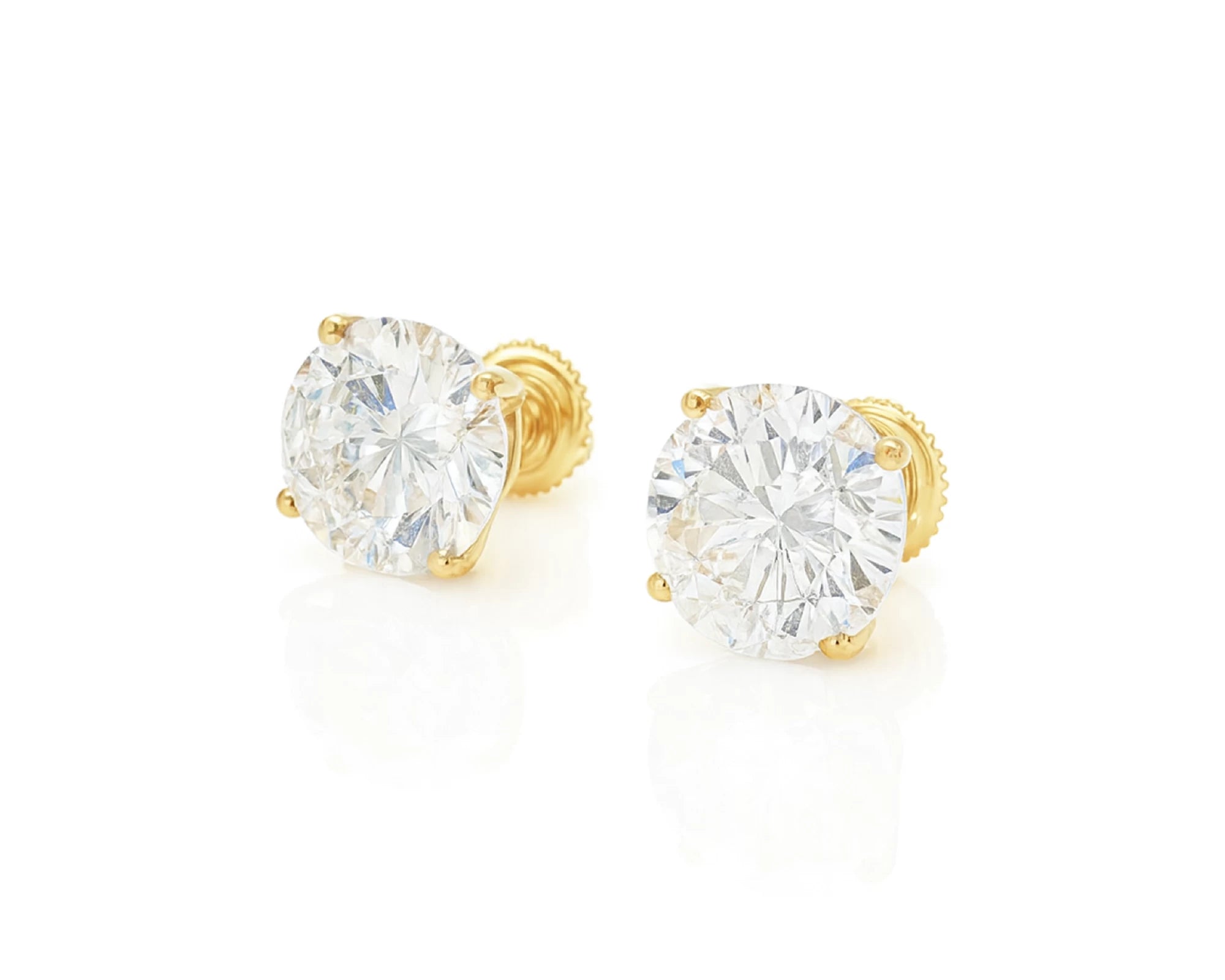 14k Gold Diamond Stud Earrings with Round-Cut Solitaire Design 2.96CT – lifestyle 3338
