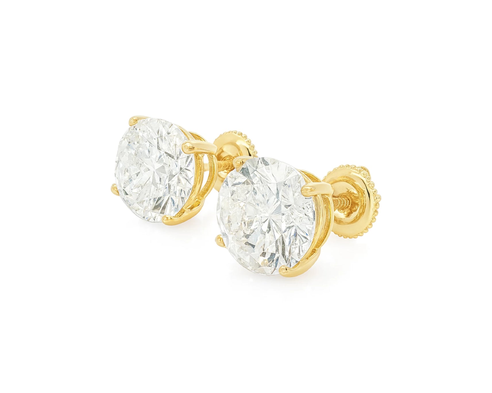14k Gold Diamond Stud Earrings with Round-Cut Solitaire Design 2.96CT – lifestyle 3339