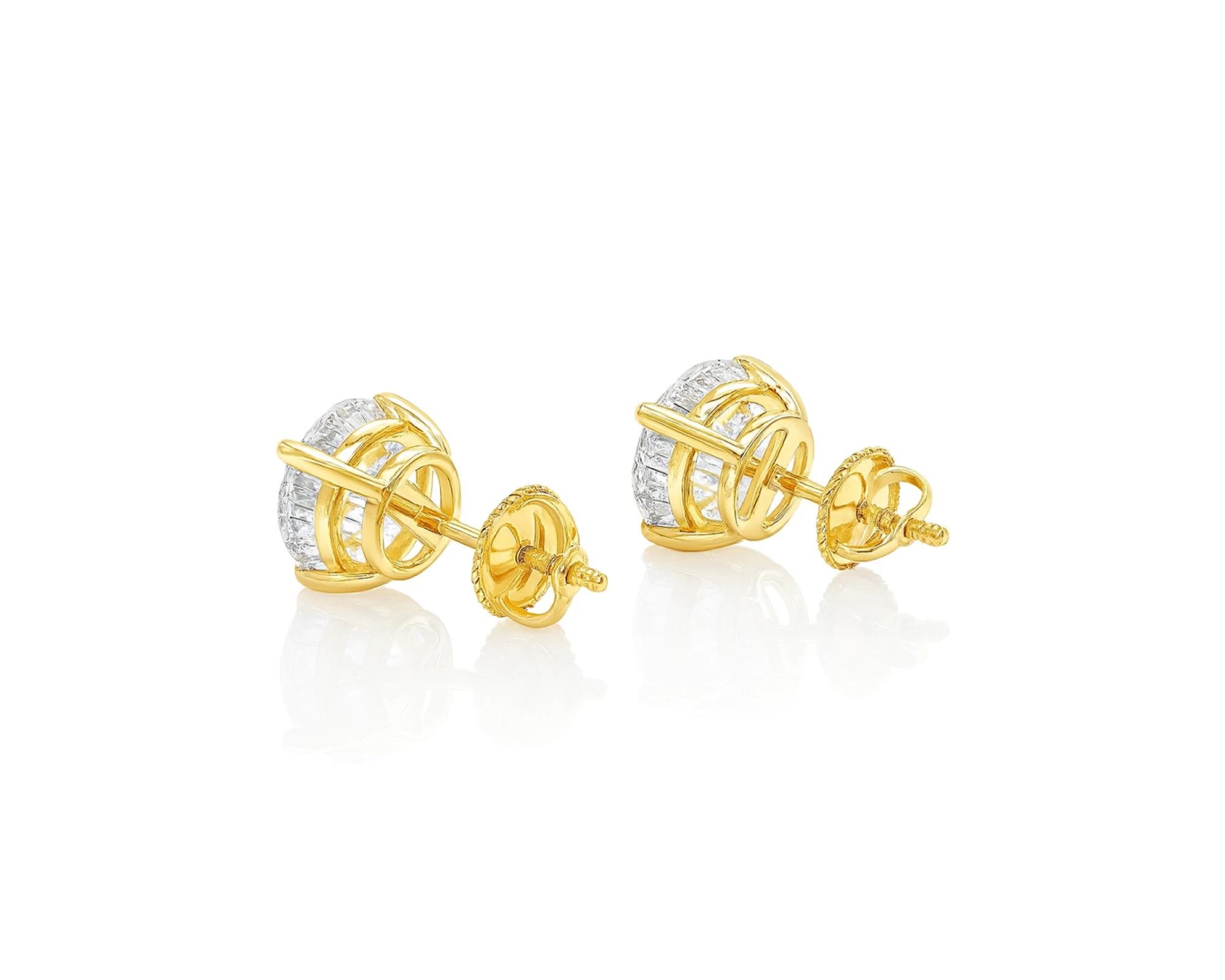 14k Gold Diamond Stud Earrings with Round-Cut Solitaire Design 2.96CT – lifestyle 3340